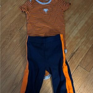 Carter's Orange and Navy Striped Baby Romper